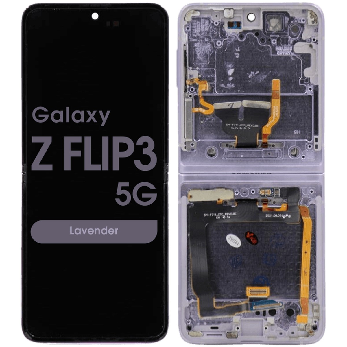 Pantalla OLED con táctil sin marco Reacondicionado para Galaxy Z Flip 3 5G (F711), Lavender