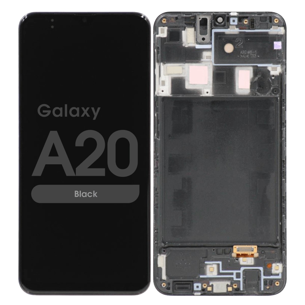 Pantalla OLED con táctil + marco Reacondicionado para Galaxy A20 (A205), Versión Internacional, Black