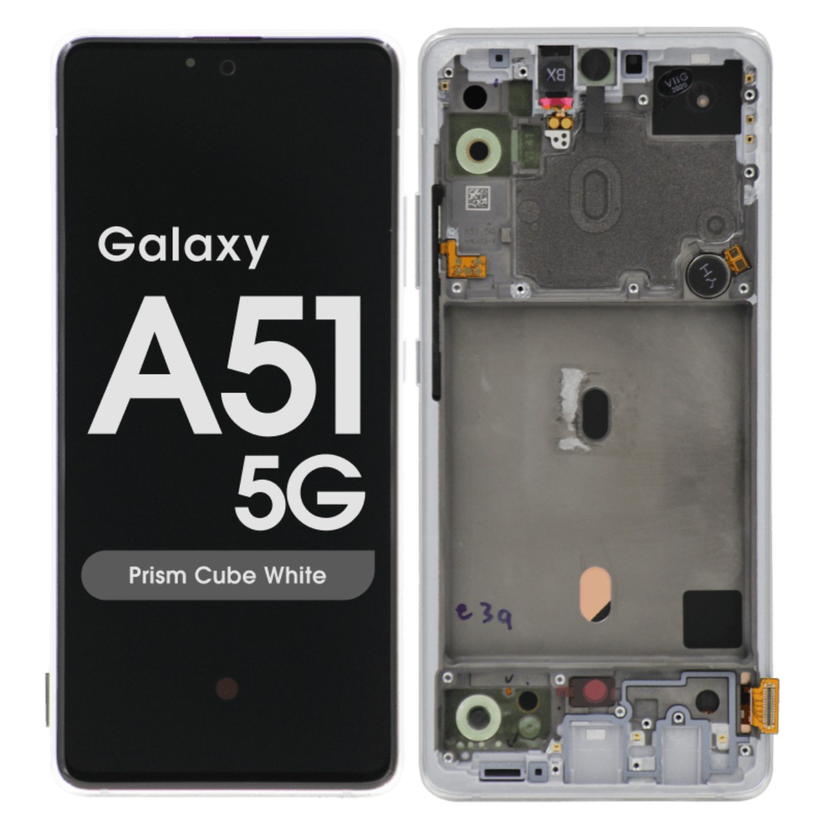 Pantalla OLED con táctil + marco Reacondicionado para Galaxy A51 5G, Todas las operadoras excepto Verizon 5G UW, A516 / 2020 / Prism Cube White