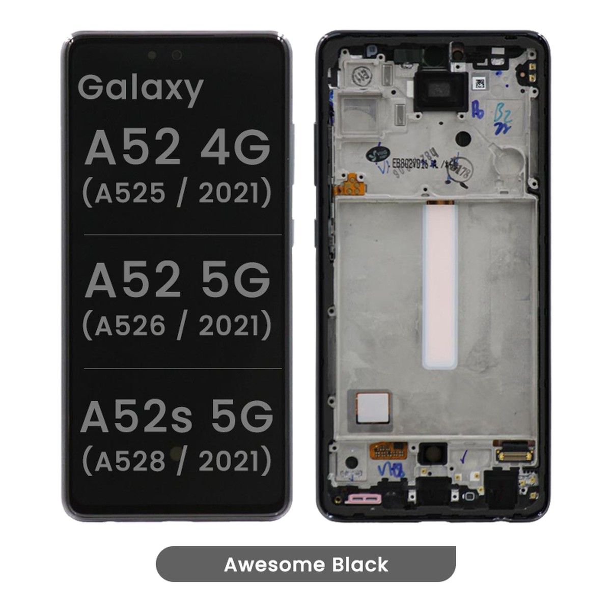 Pantalla OLED con táctil + marco Reacondicionado para Galaxy A52 4G / A52 5G / A52s, A525 / 2021 / A526 / 2021 / A528 / 2021 / Awesome Black