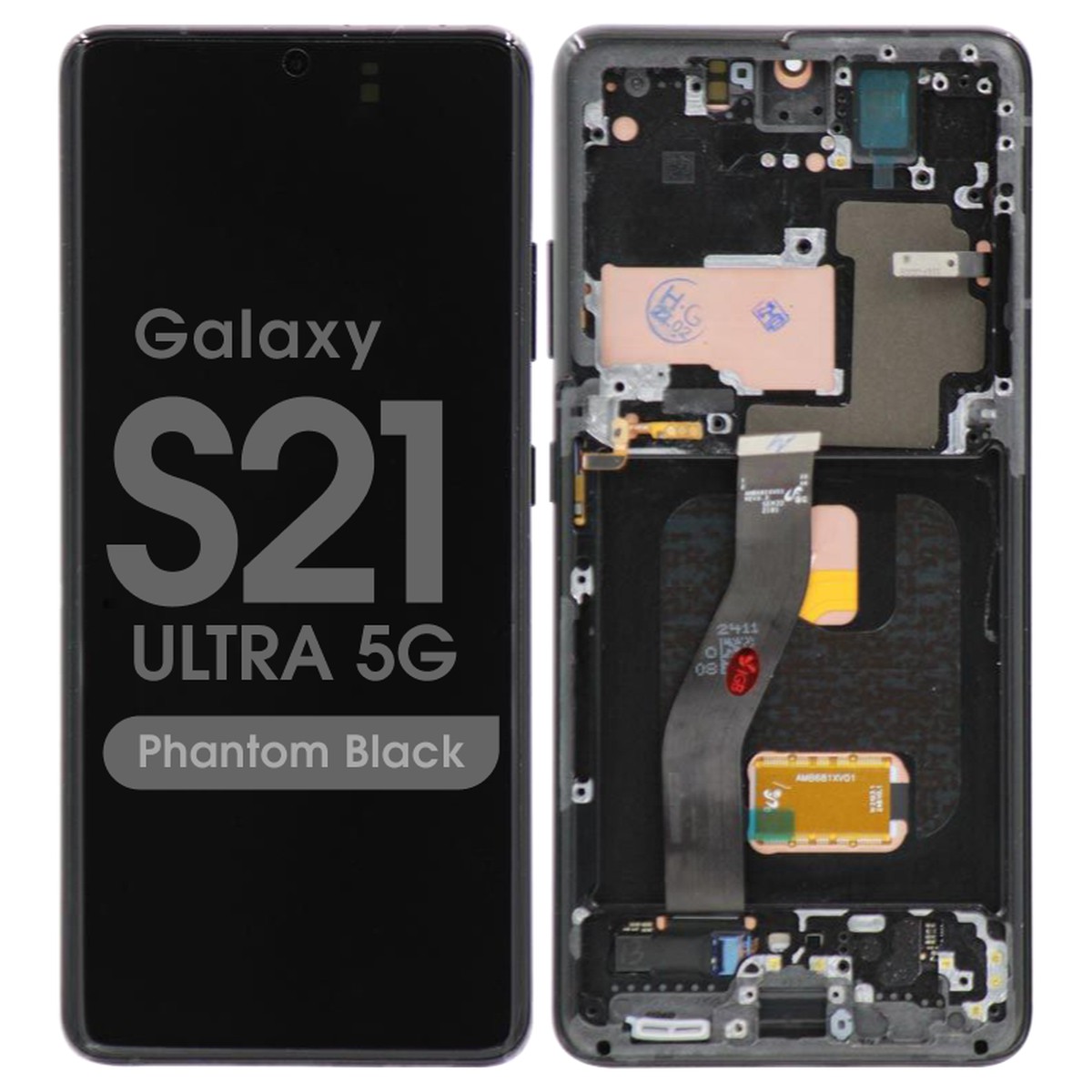 Pantalla OLED con táctil + marco Reacondicionado para Galaxy S21 Ultra 5G (G998), Must Transfer Antenna for Verizon / Phantom Black