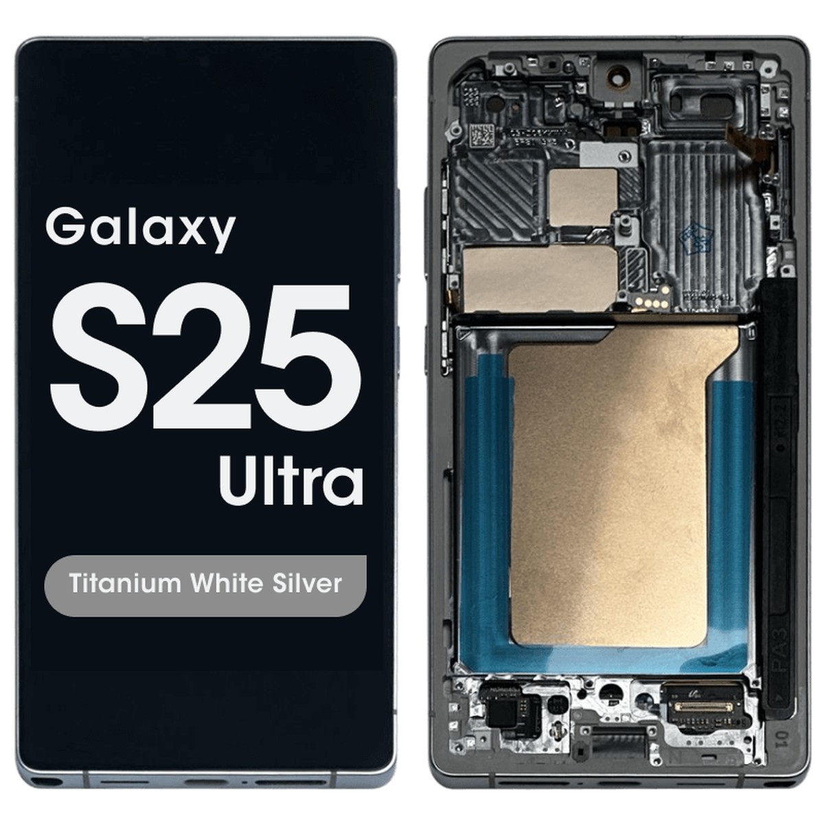 Pantalla OLED con táctil + marco Reacondicionado para Galaxy S25 Ultra (S938), Versión US / Internacional, Titanium White Silver / Titanium Silver Blue