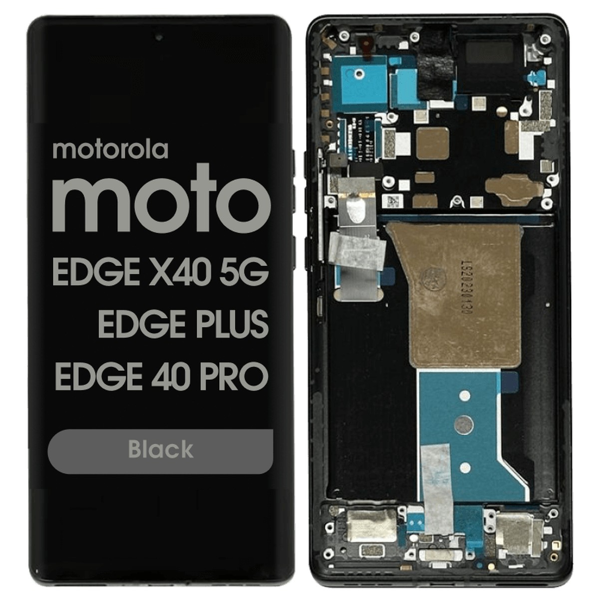 Pantalla OLED con táctil + marco Reacondicionado para Moto Edge X40 5G / Edge Plus / Edge 40 Pro (XT2301-5), Black
