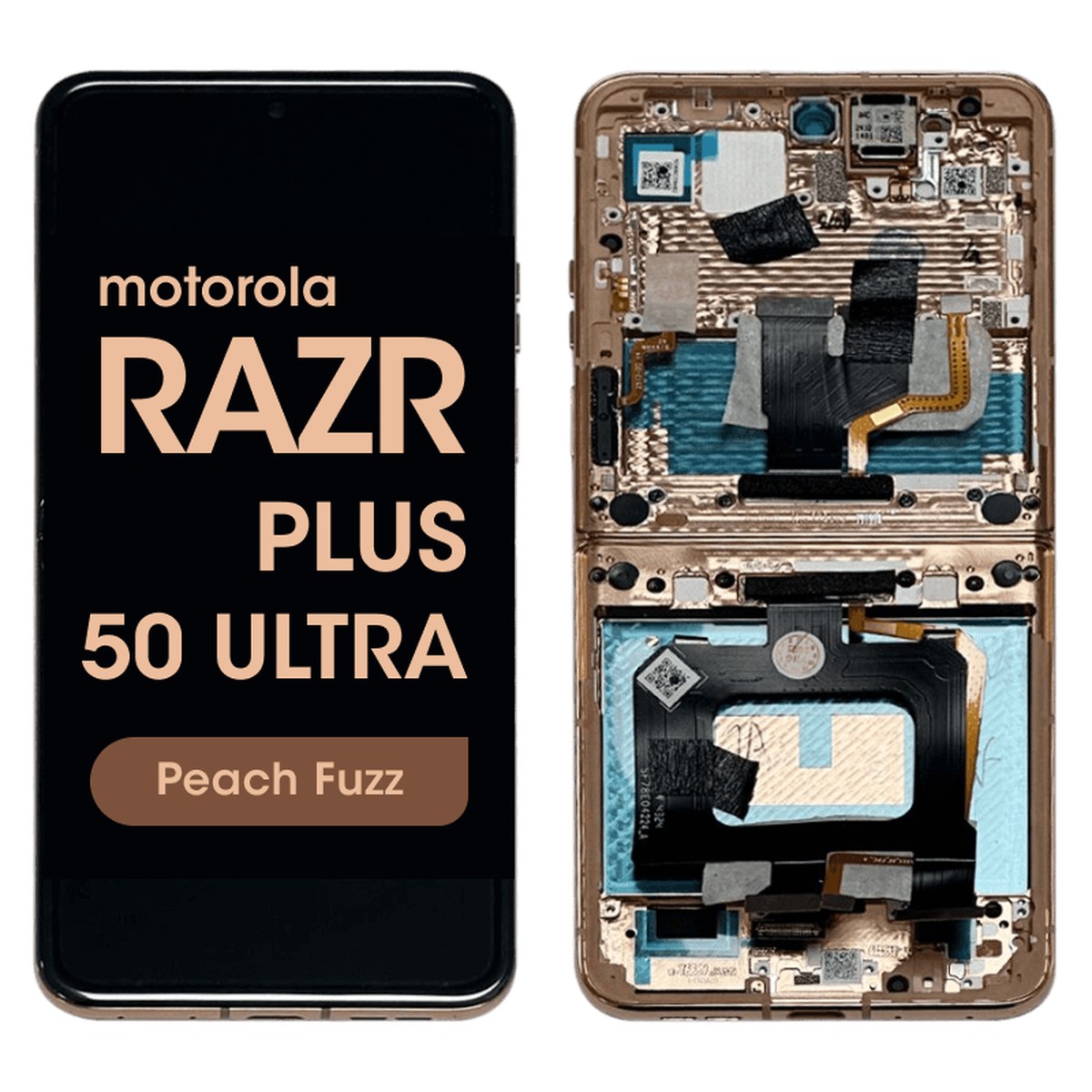 Pantalla OLED con táctil + marco Reacondicionado para Moto Razr Plus / Razr 50 Ultra (XT2451), Peach Fuzz