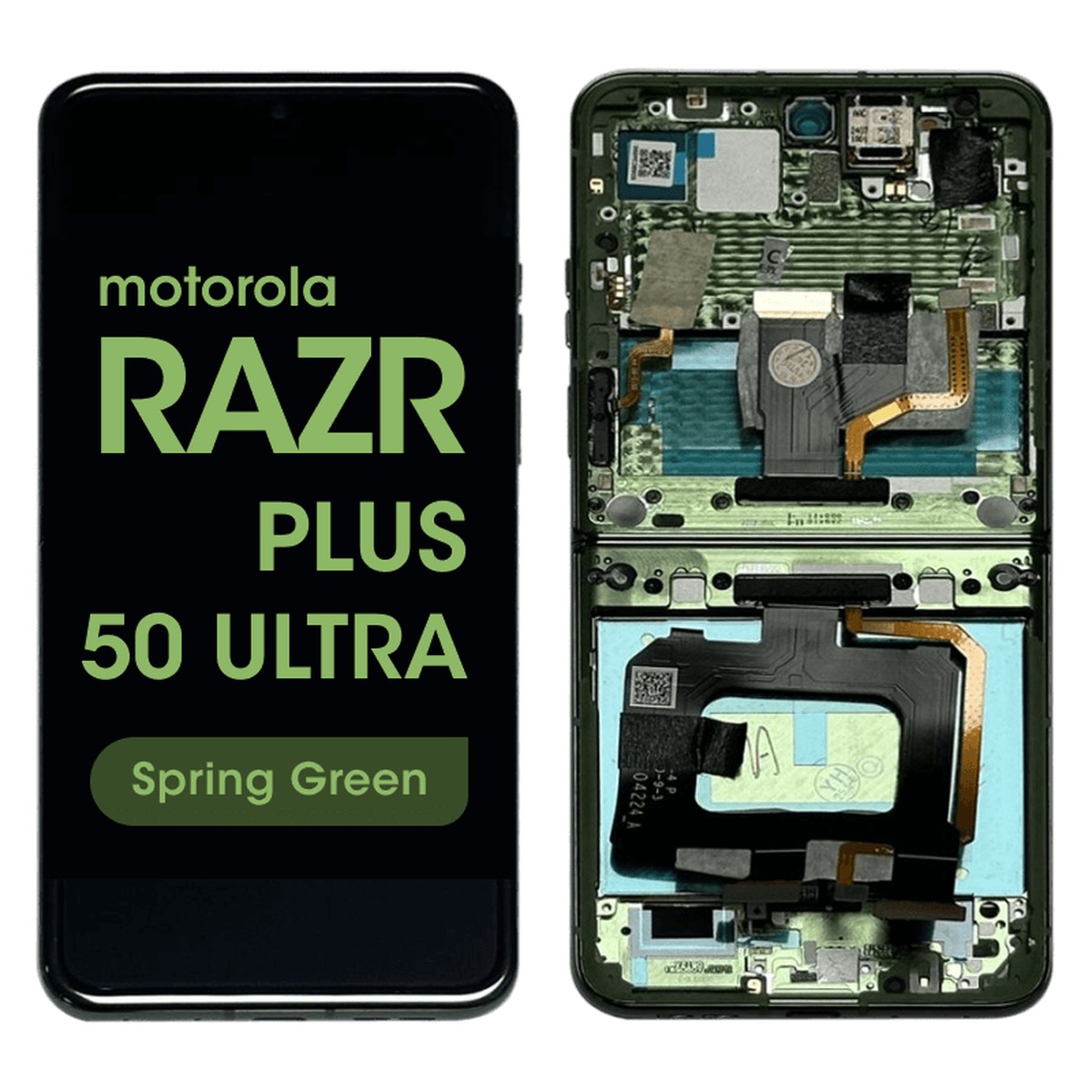Pantalla OLED con táctil + marco Reacondicionado para Moto Razr Plus / Razr 50 Ultra (XT2451), Spring Green
