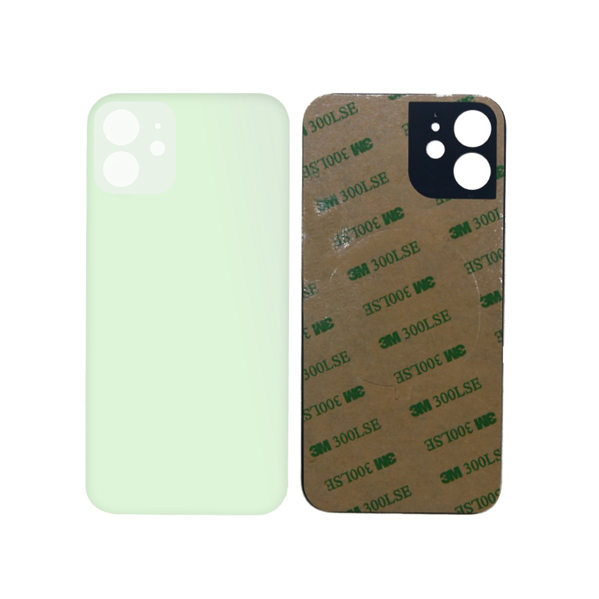 Cristal trasero con adhesivo para iPhone 12, verde (orificio grande de cámara)