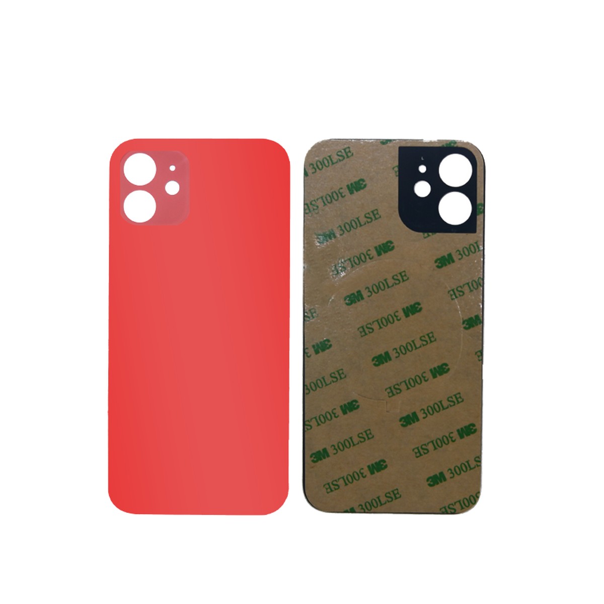 Cristal trasero con adhesivo para iPhone 12 Mini, rojo (orificio grande de cámara)