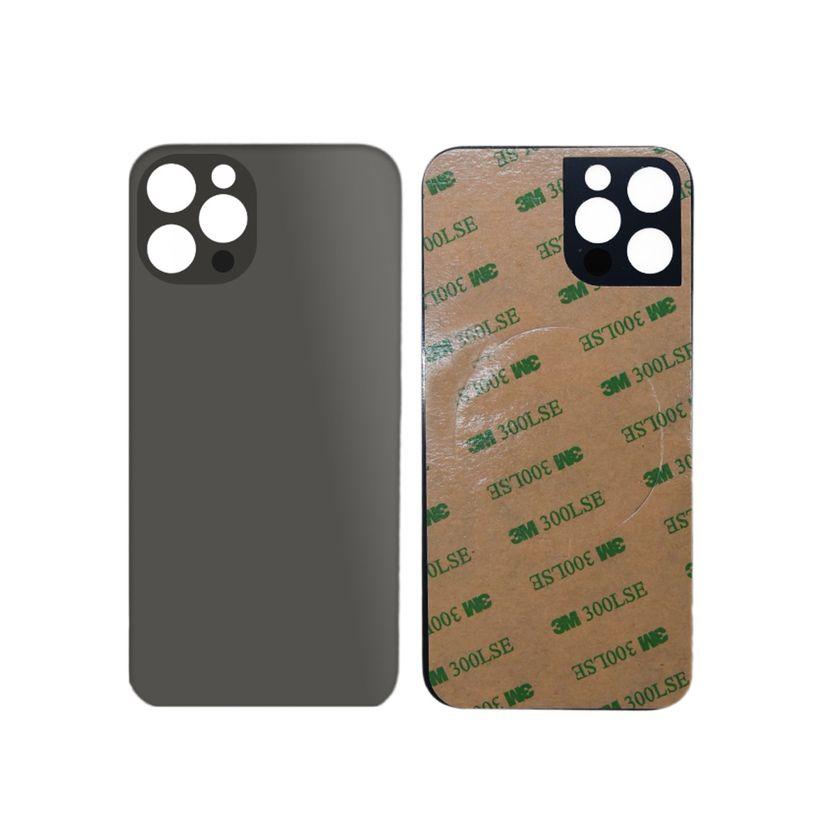 Cristal trasero con adhesivo para iPhone 12 Pro, grafito (orificio grande de cámara)