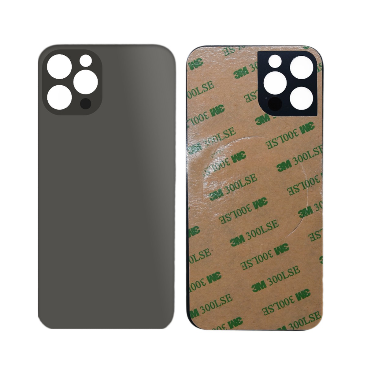 Cristal trasero con adhesivo para iPhone 12 Pro Max, grafito (orificio grande de cámara)