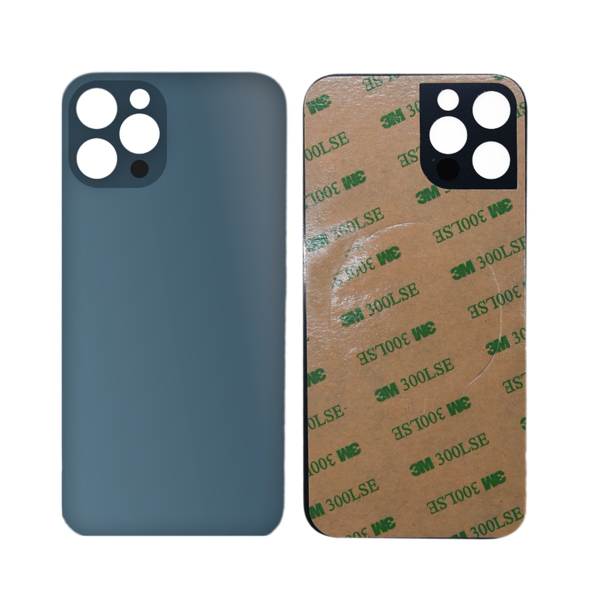 Cristal trasero con adhesivo para iPhone 12 Pro Max, azul Pacífico (orificio grande de cámara)