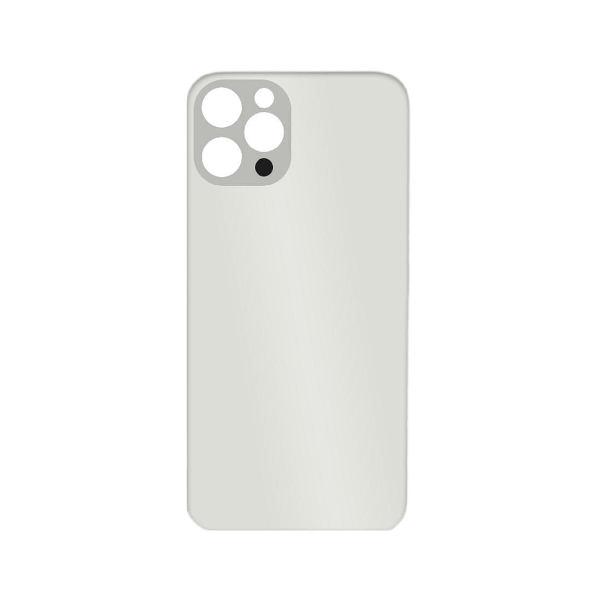 Cristal trasero con adhesivo para iPhone 12 Pro Max, plateado (orificio grande de cámara) — imagen 2