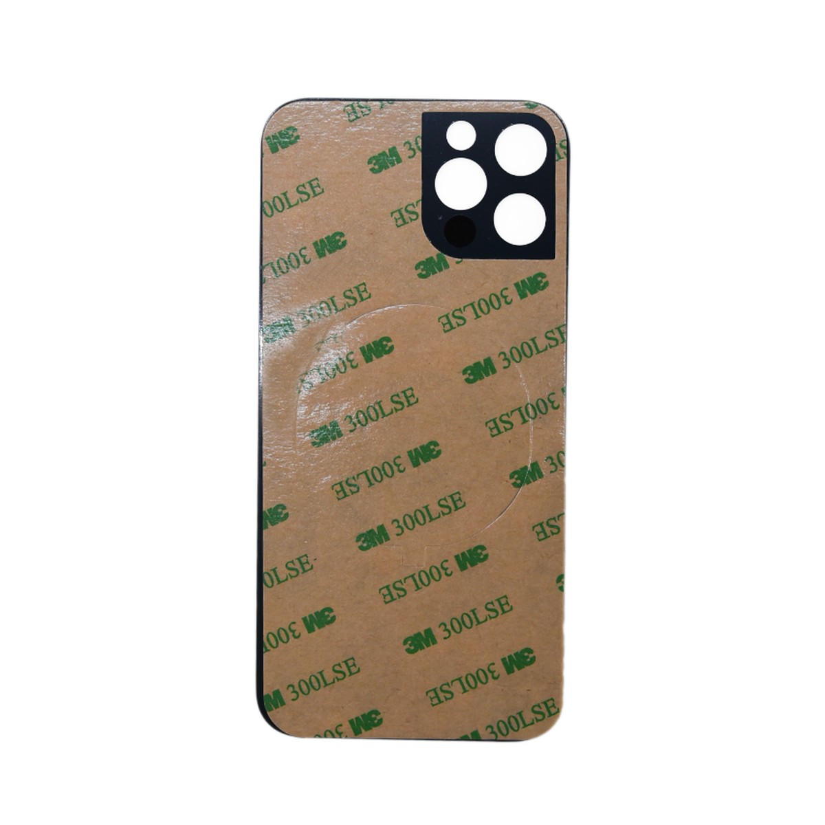Cristal trasero con adhesivo para iPhone 12 Pro Max, plateado (orificio grande de cámara) — imagen 3