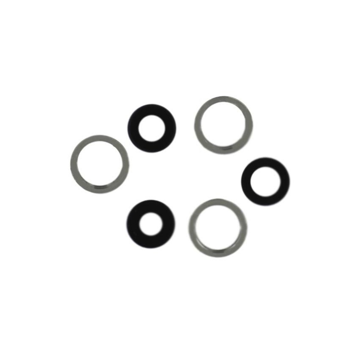 Lente de cámara trasera con anillos para iPhone 12 Pro Max, plateado