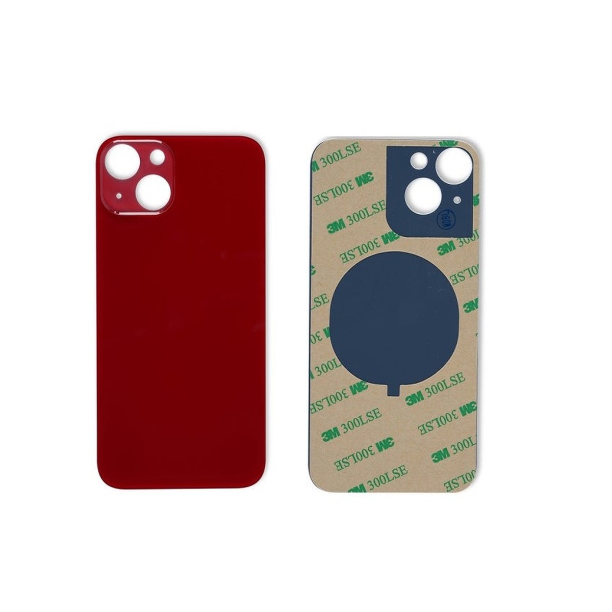 Cristal trasero con adhesivo para iPhone 13, rojo (orificio grande de cámara)