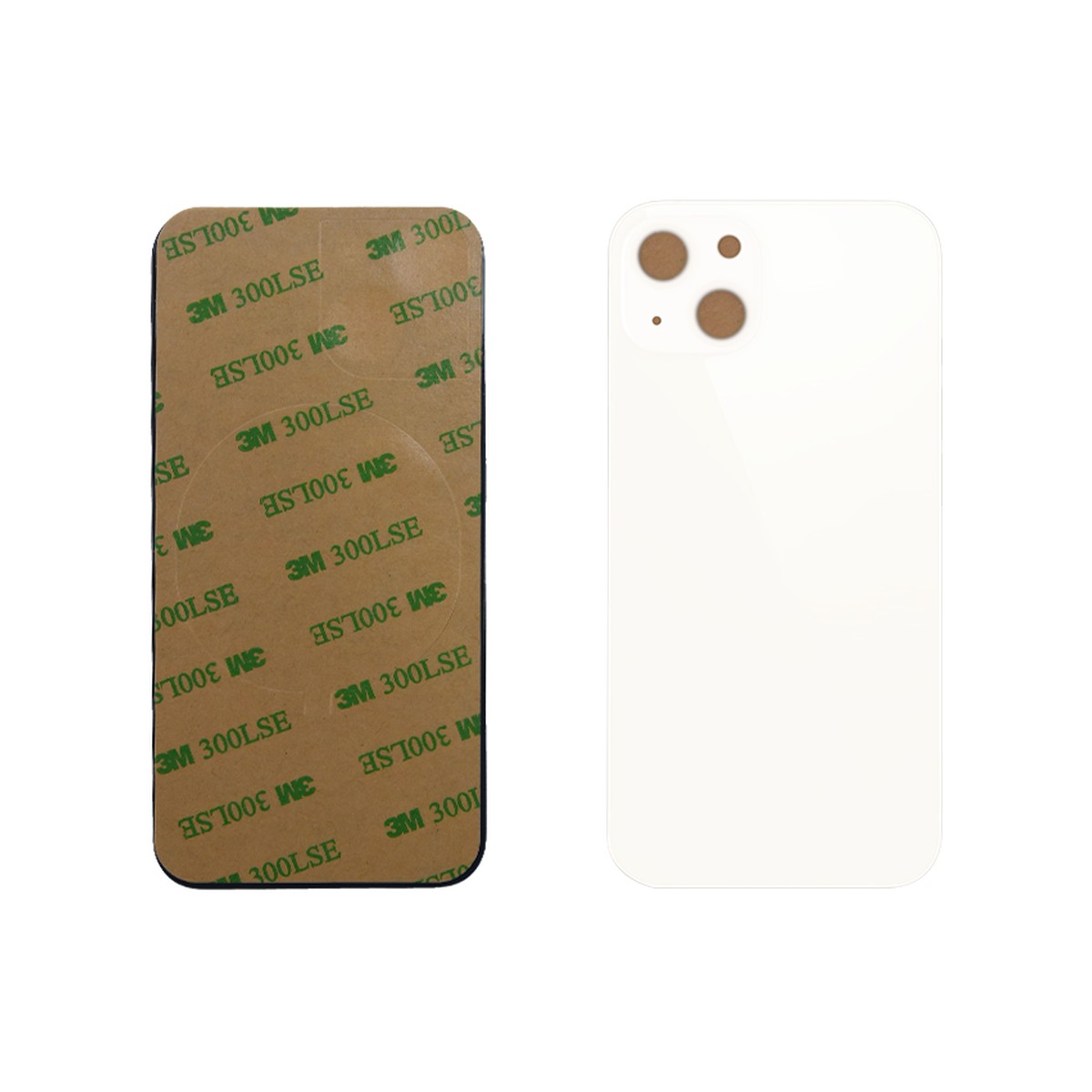 Cristal trasero con adhesivo para iPhone 13 Mini, luz estelar (orificio grande de cámara)