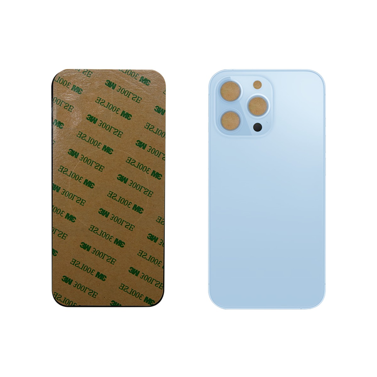 Cristal trasero con adhesivo para iPhone 13 Pro Max, azul sierra (orificio grande de cámara)