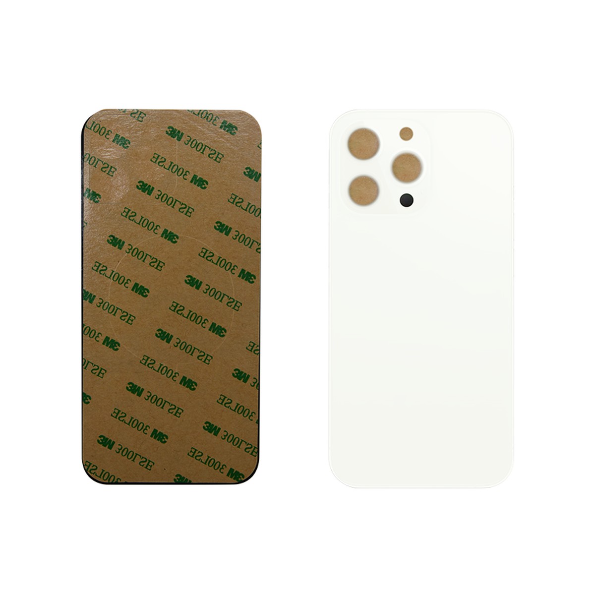 Cristal trasero con adhesivo para iPhone 13 Pro Max, plateado (orificio grande de cámara)