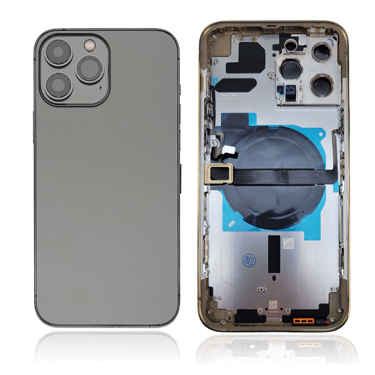 Carcasa trasera con piezas pequeñas preinstaladas para iPhone 13 Pro Max, grafito