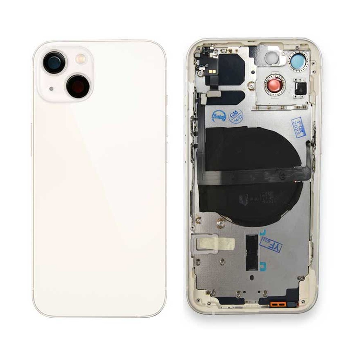 Carcasa trasera con piezas pequeñas preinstaladas para iPhone 13, luz estelar