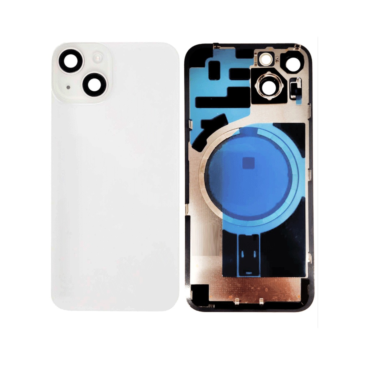 Cristal trasero con NFC inalámbrica / flex de flash / imán / lente de cámara / bisel de cámara / placa metálica para iPhone 14 Plus, luz estelar