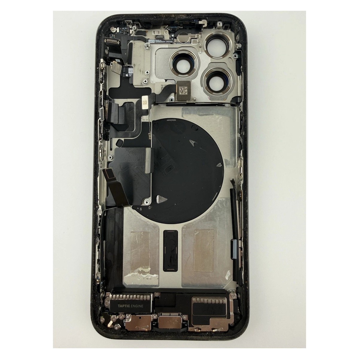 Carcasa trasera con piezas pequeñas preinstaladas para iPhone 15 Pro, grafito