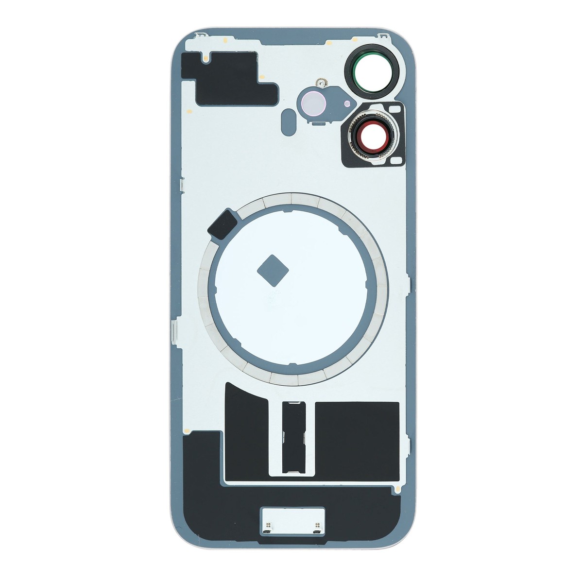 Cristal trasero con marco / imán MagSafe / lente de cámara / bisel de cámara / placa metálica para iPhone 16, blanco — imagen 2