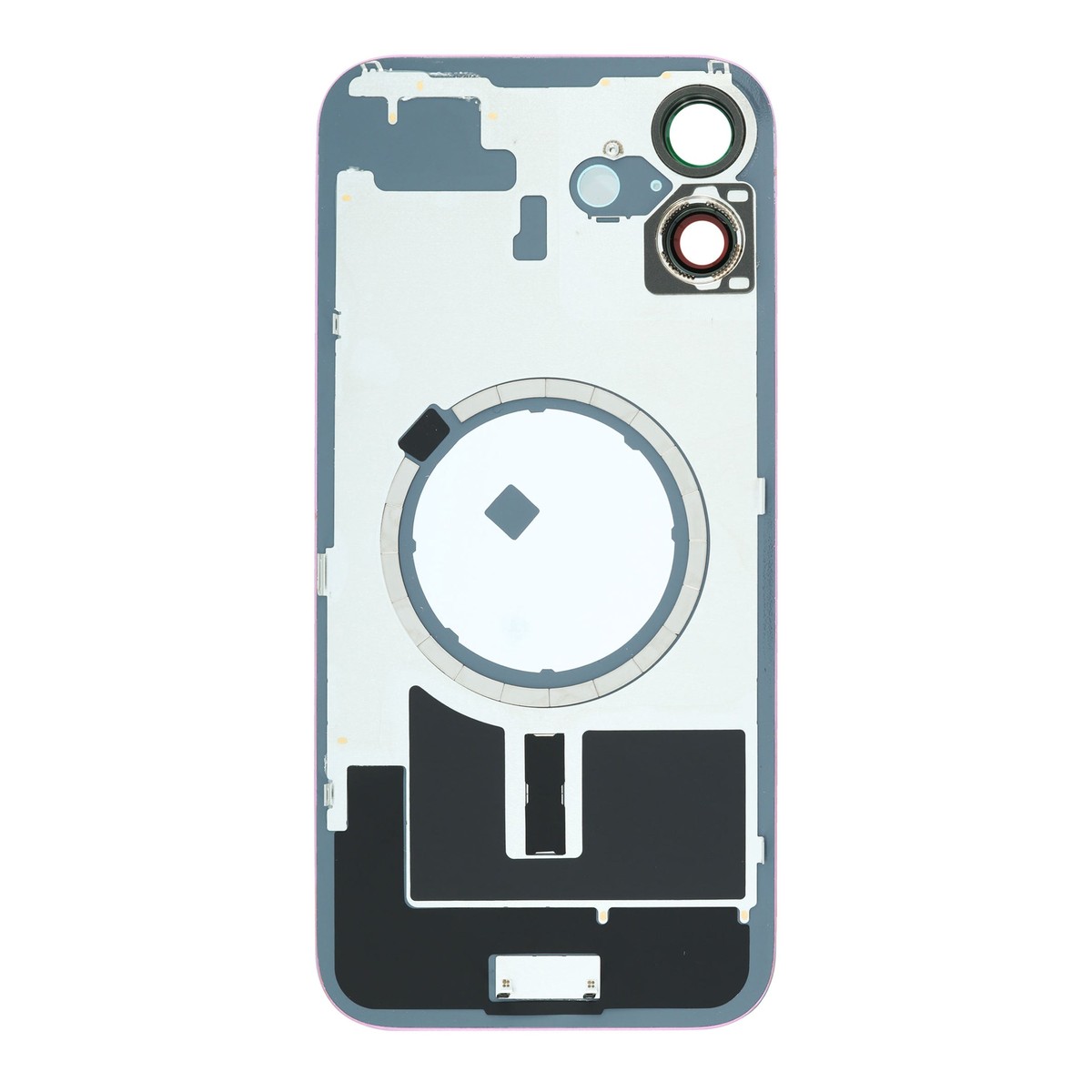 Cristal trasero con marco / imán MagSafe / lente de cámara / bisel de cámara / placa metálica para iPhone 16 Plus, rosa — imagen 2