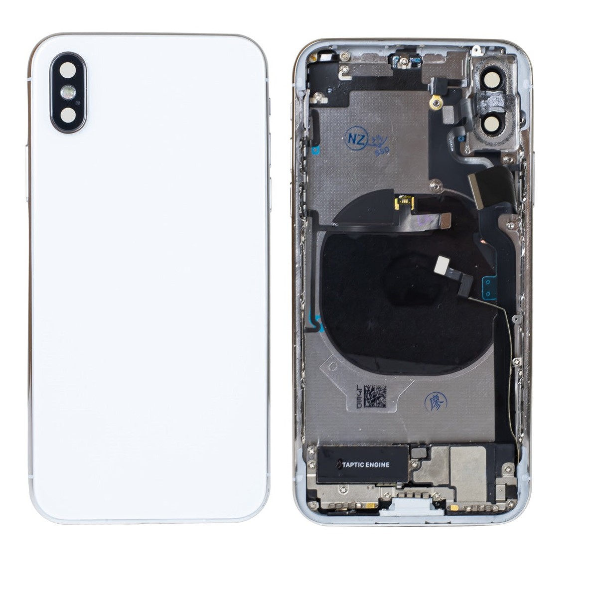 Conjunto de chasis y carcasa trasera con piezas pequeñas preinstaladas para iPhone X, blanco