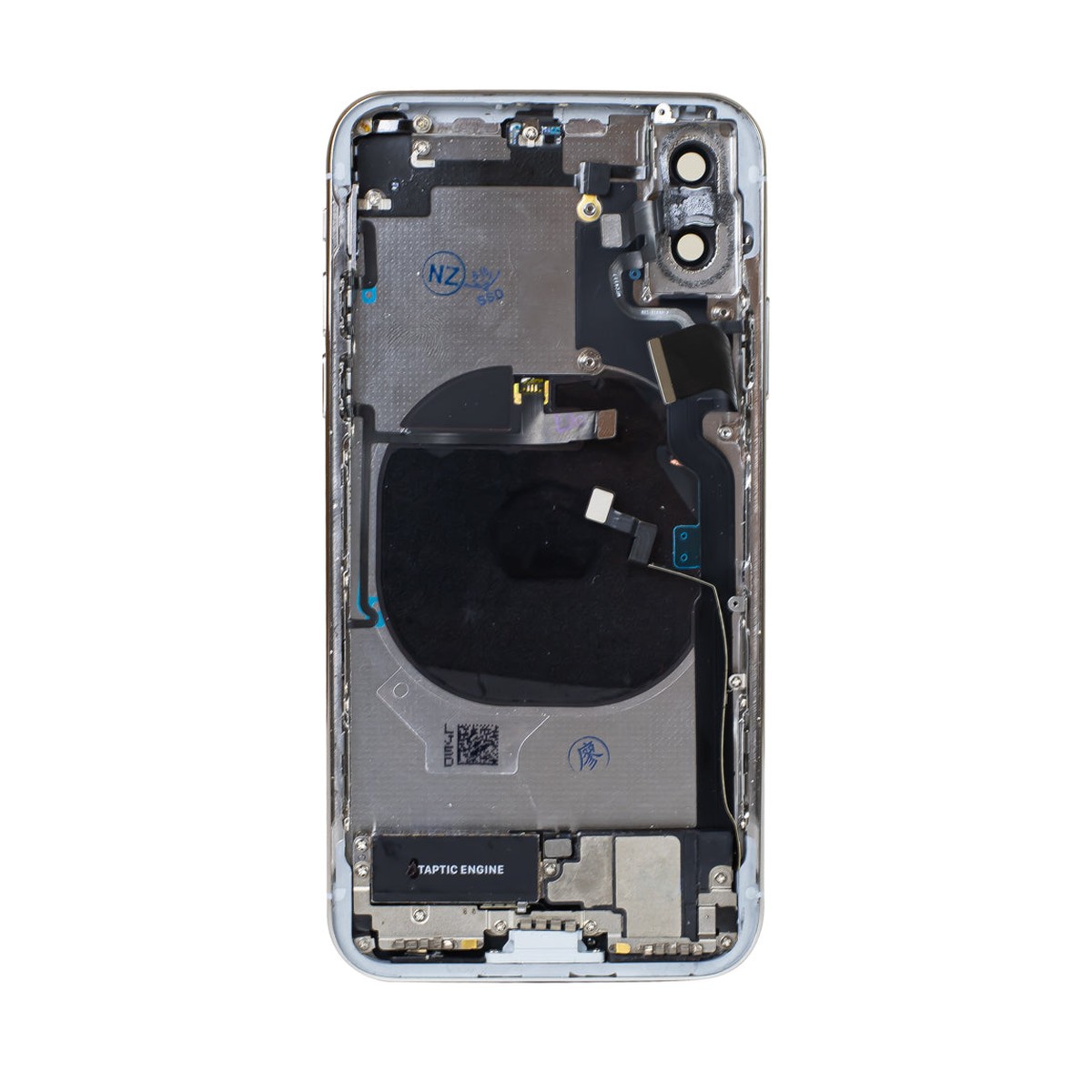 Conjunto de chasis y carcasa trasera con piezas pequeñas preinstaladas para iPhone X, blanco — imagen 2