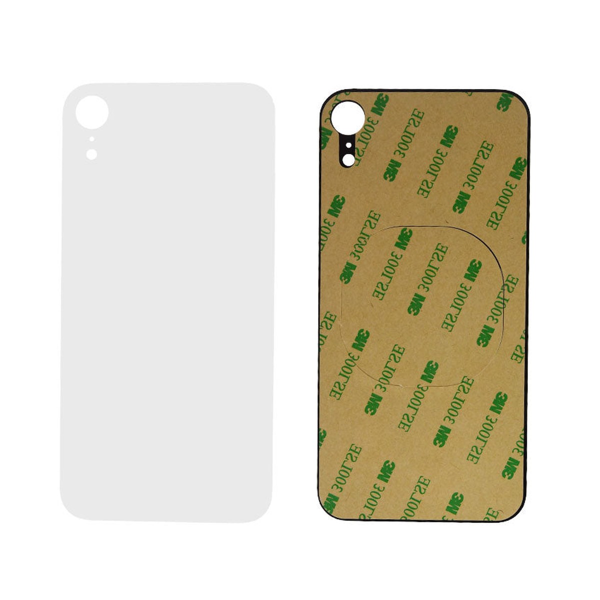 Cristal trasero con adhesivo para iPhone XR, blanco (orificio grande de cámara) — imagen 3
