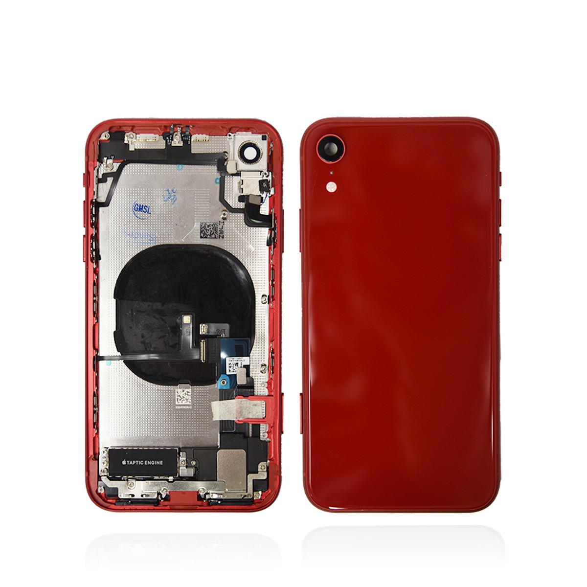 Conjunto de chasis y carcasa trasera con piezas pequeñas preinstaladas para iPhone XR, rojo