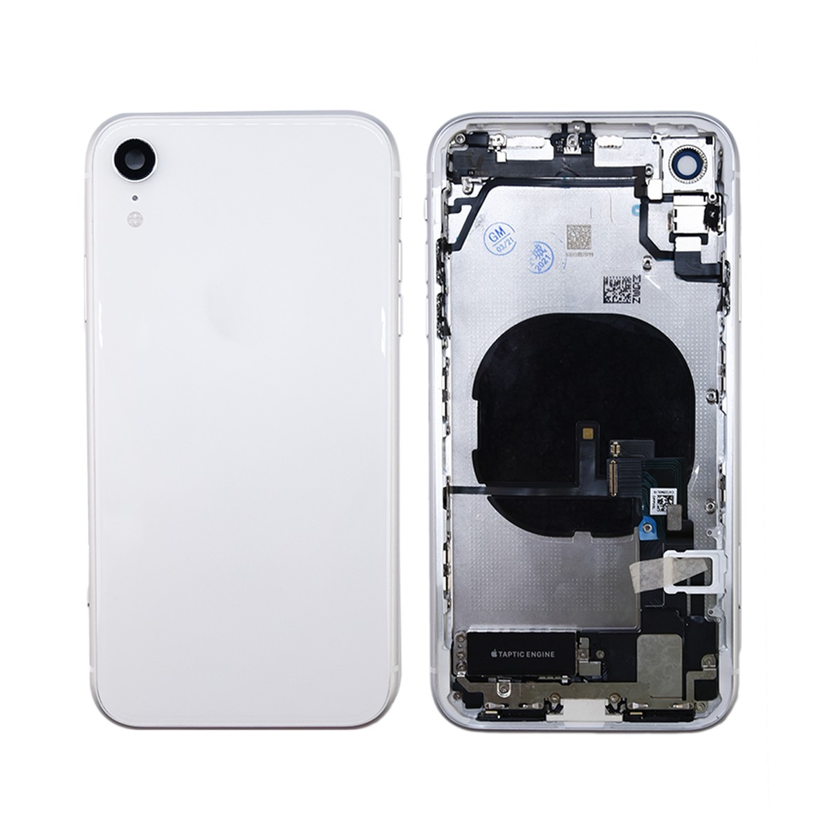 Conjunto de chasis y carcasa trasera con piezas pequeñas preinstaladas para iPhone XR, blanco
