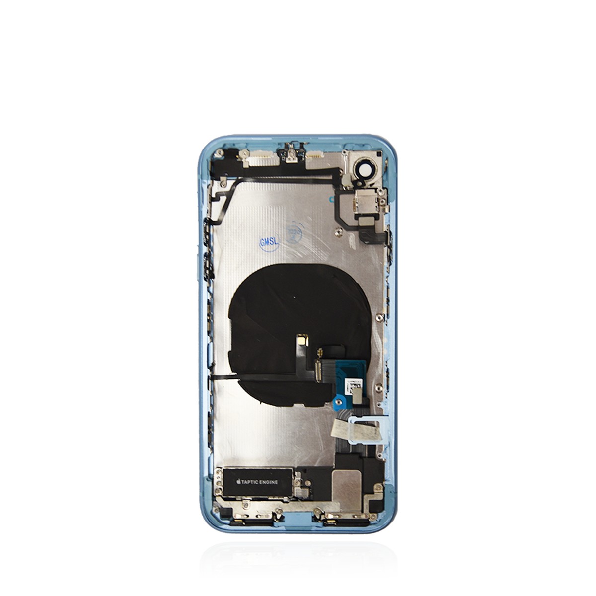 Conjunto de chasis y carcasa trasera con piezas pequeñas preinstaladas para iPhone XR, azul — imagen 3