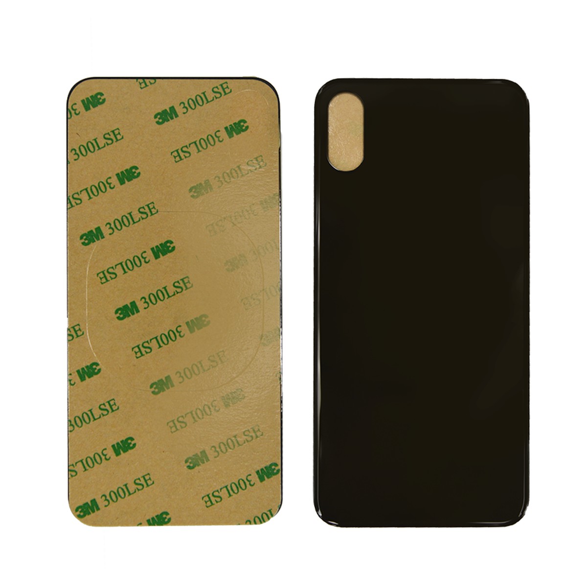 Cristal trasero con adhesivo para iPhone XS, negro (gris espacial / orificio grande de cámara)