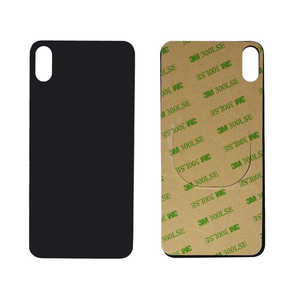 Cristal trasero con adhesivo para iPhone XS Max, negro (orificio grande de cámara) — imagen 3