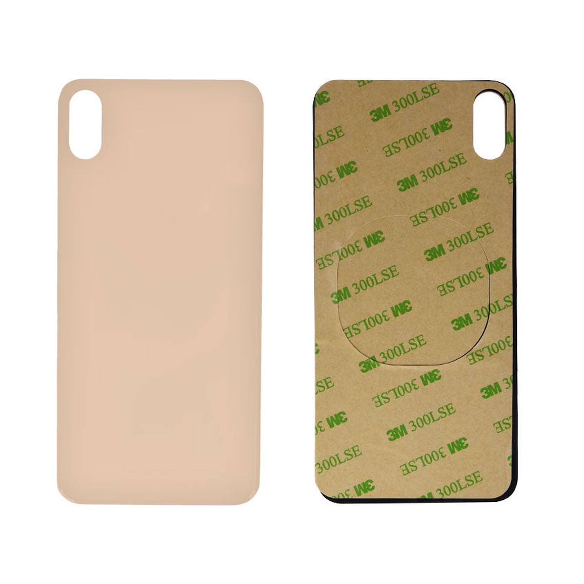 Cristal trasero con adhesivo para iPhone XS Max, dorado (orificio grande de cámara) — imagen 3