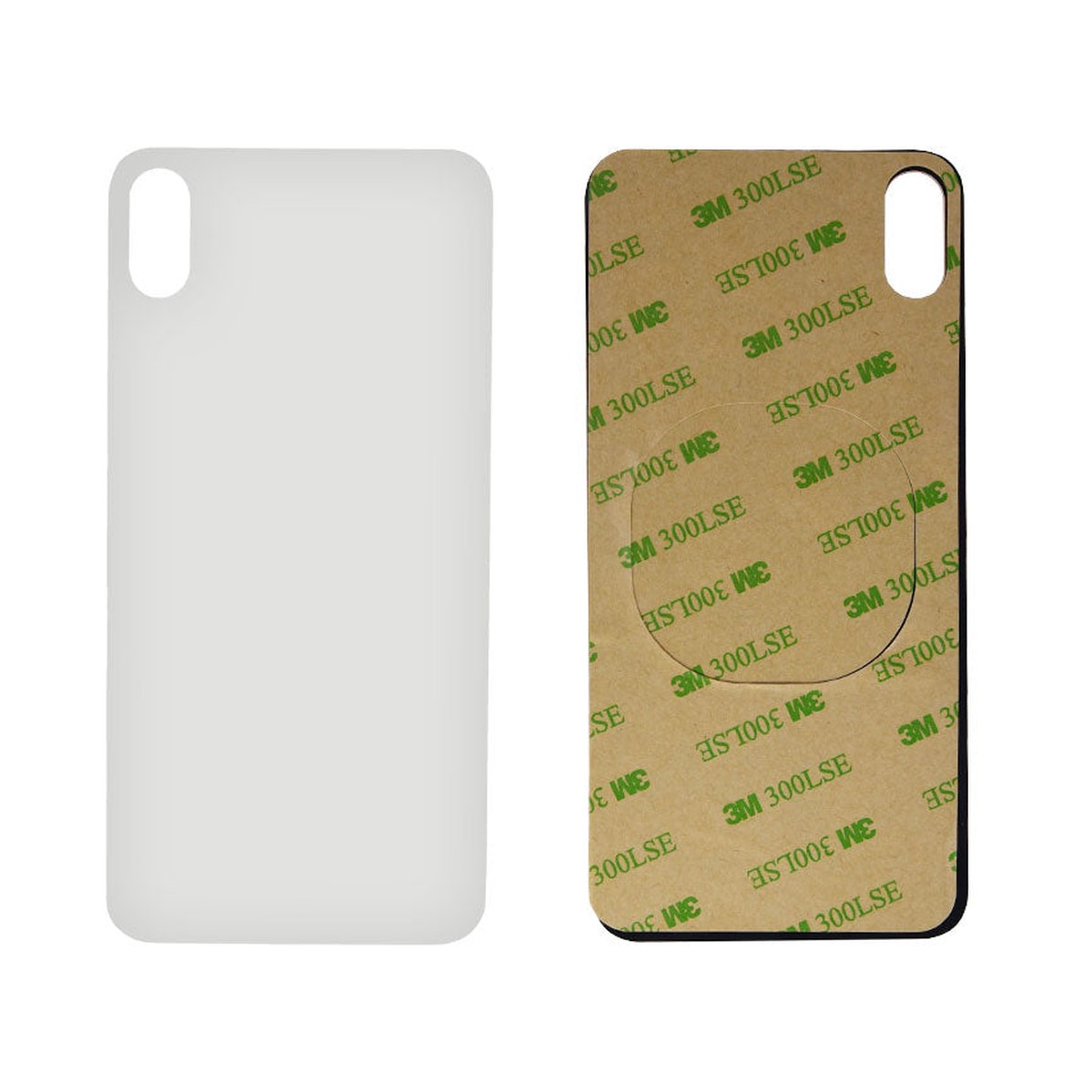 Cristal trasero con adhesivo para iPhone XS Max, plateado (orificio grande de cámara) — imagen 3