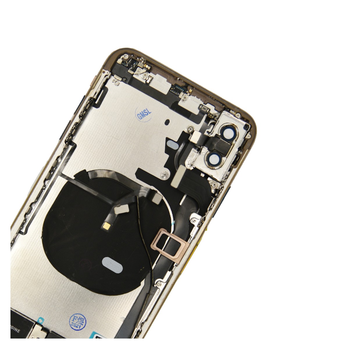 Conjunto de chasis y carcasa trasera con piezas pequeñas preinstaladas para iPhone XS Max, dorado — imagen 5