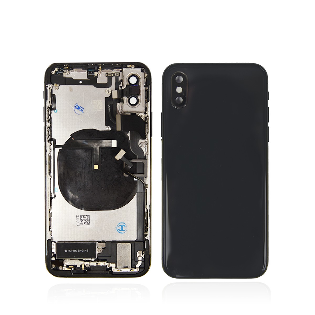 Conjunto de chasis y carcasa trasera con piezas pequeñas preinstaladas para iPhone XS, gris espacial