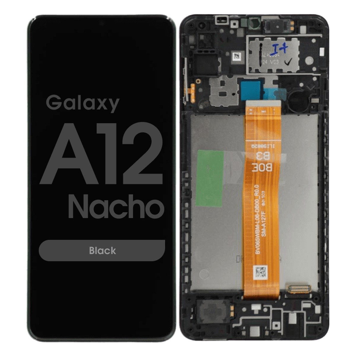 Pantalla LCD con táctil + marco Service Pack para Galaxy A12 Nacho, A127 / 2021 / Black