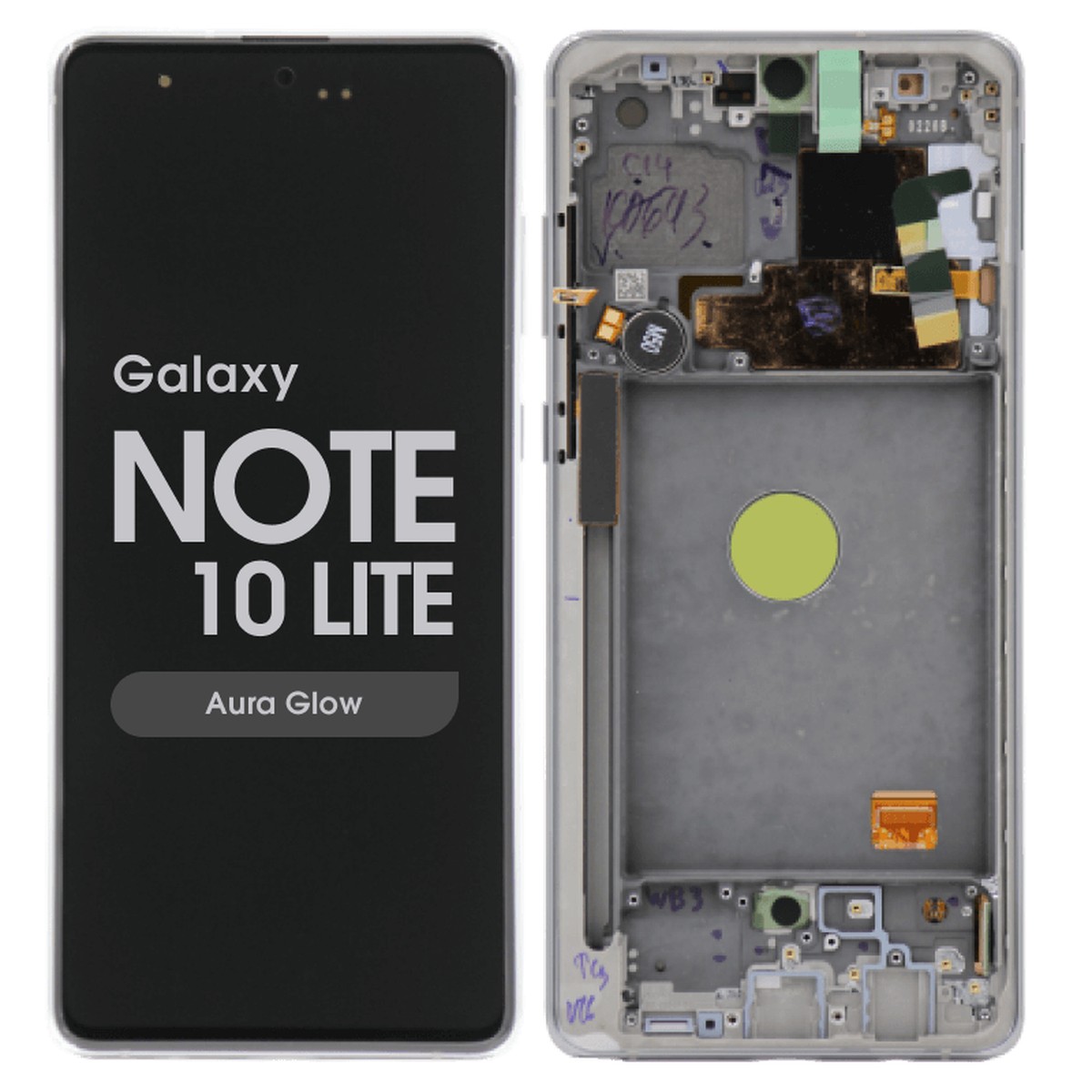 Pantalla OLED con táctil + marco Service Pack para Galaxy Note 10 Lite (N770), Aura Glow