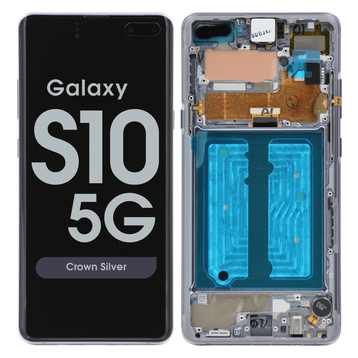 Pantalla OLED con táctil + marco Service Pack para Galaxy S10 5G (G977), Crown Silver