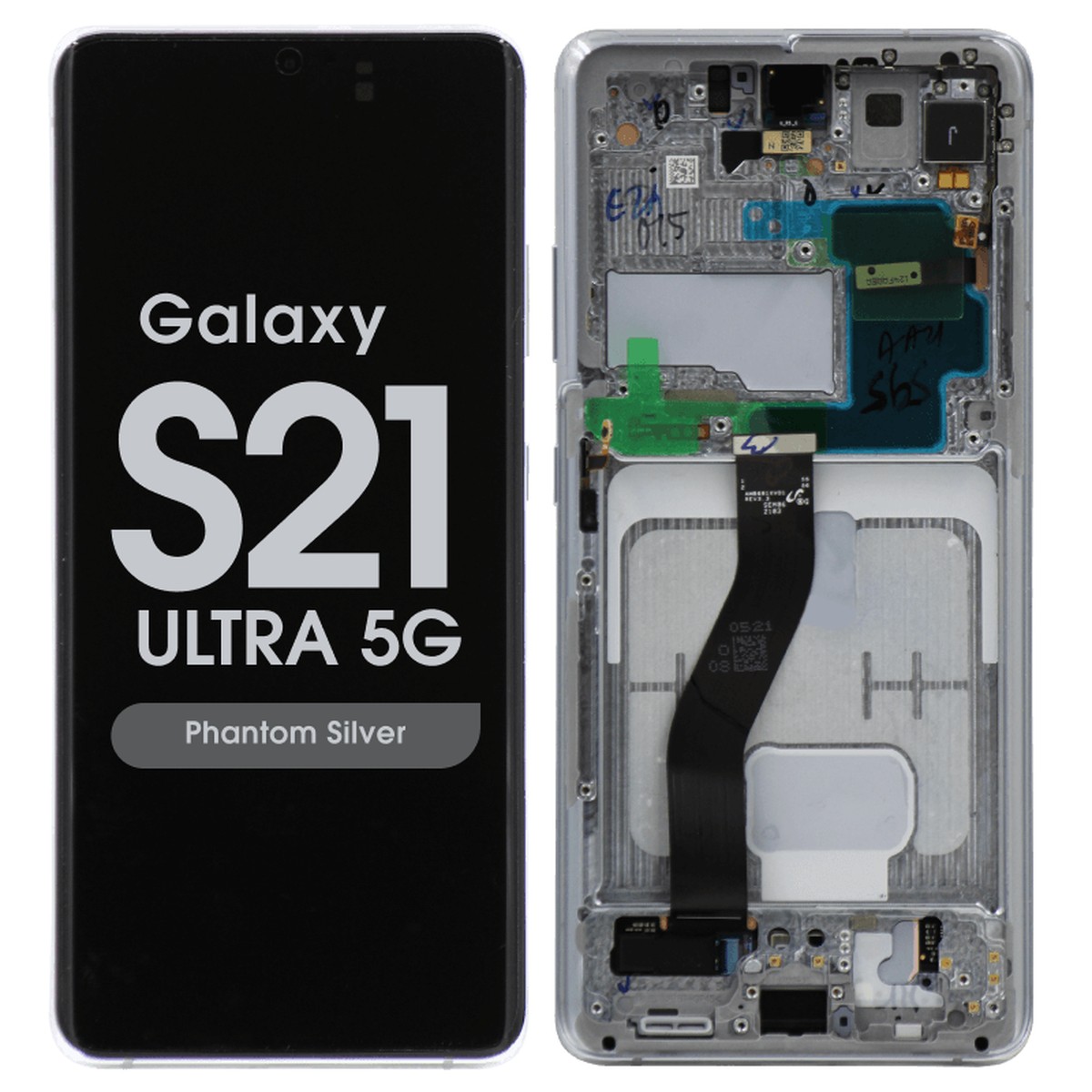 Pantalla OLED con táctil + marco Service Pack para Galaxy S21 Ultra 5G (G998), Must Transfer Antenna for Verizon / Phantom Silver