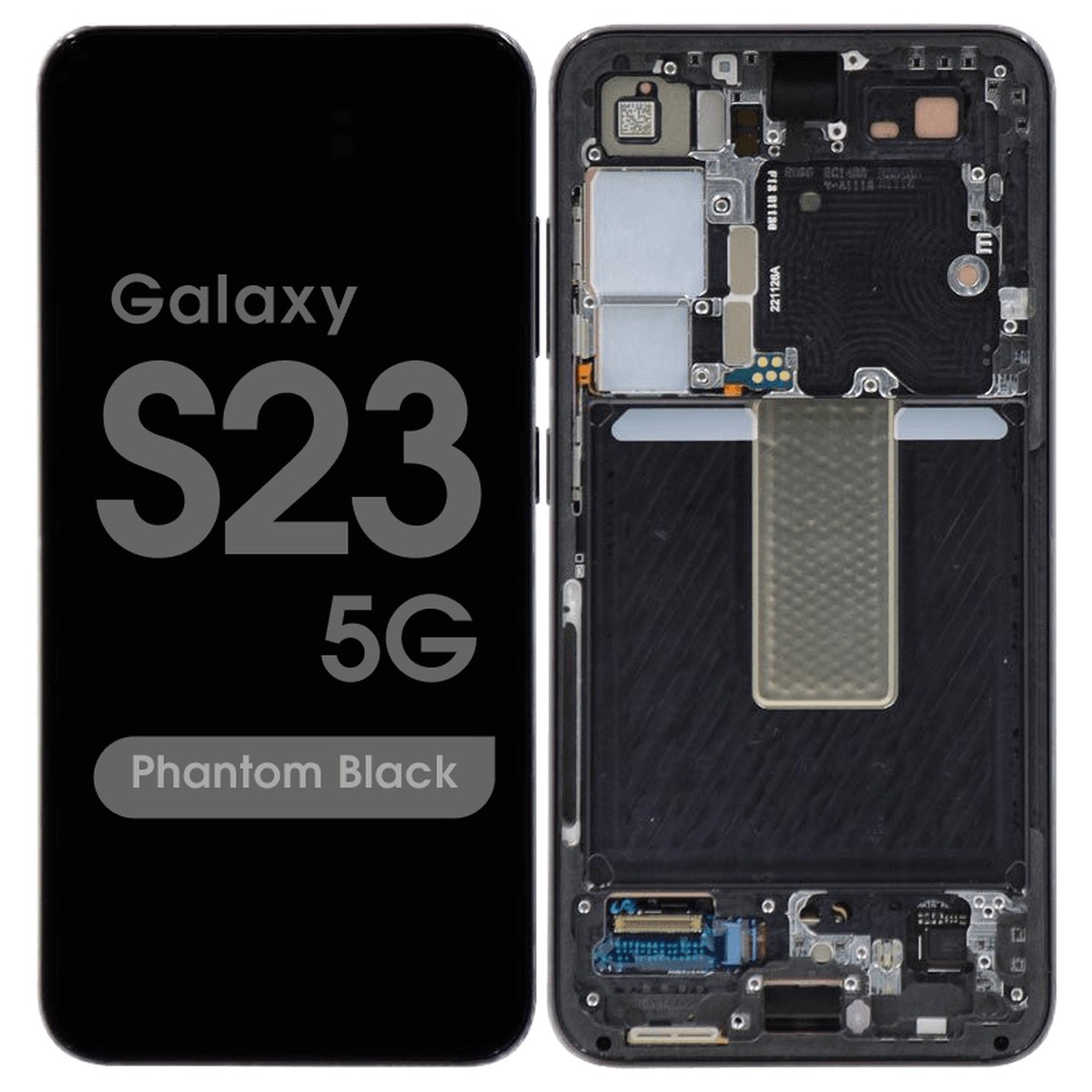 Pantalla OLED con táctil + marco Service Pack para Galaxy S23 5G (S911), Versión US / Internacional, Phantom Black