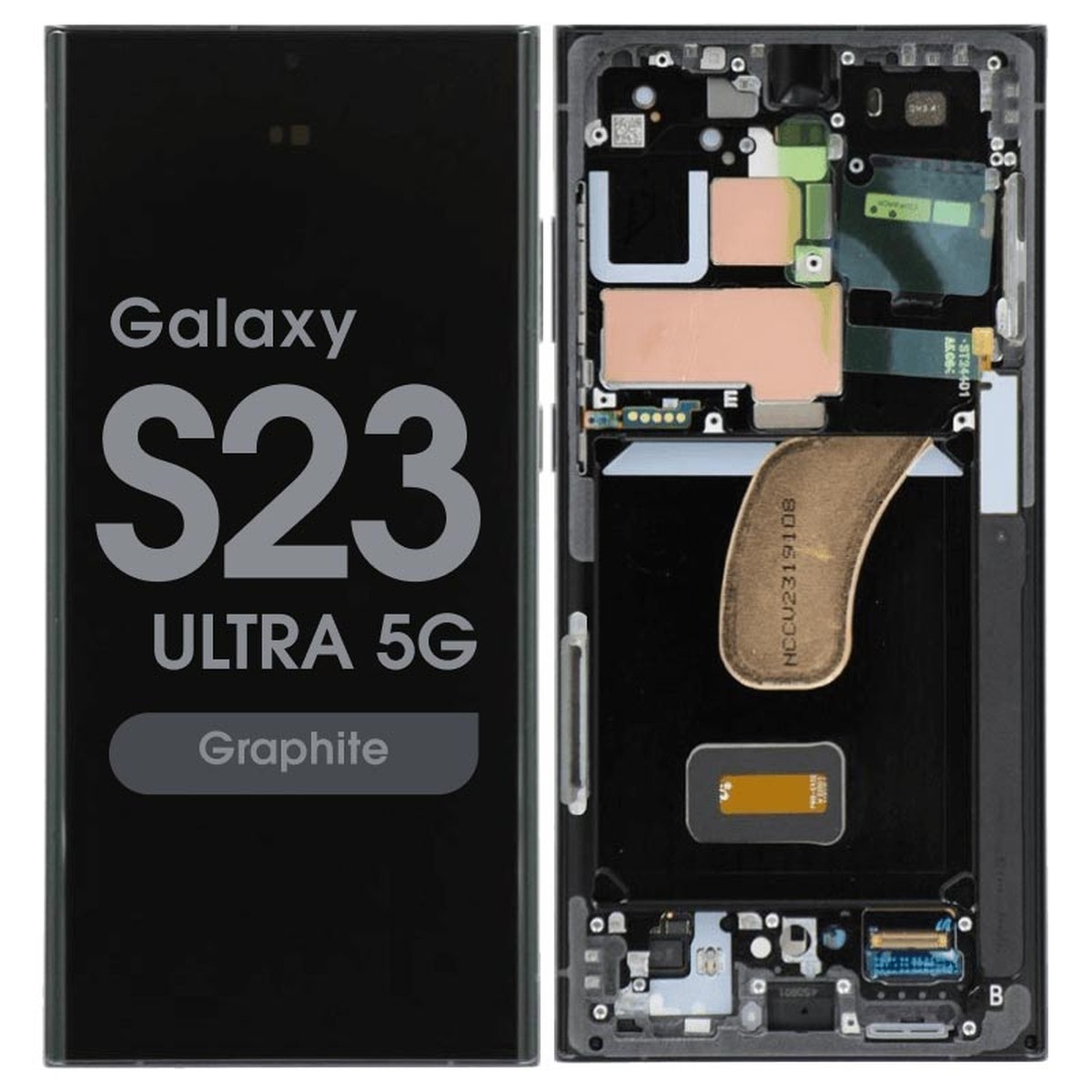 Pantalla OLED con táctil + marco Service Pack para Galaxy S23 Ultra 5G (S918), Versión US / Internacional, Graphite