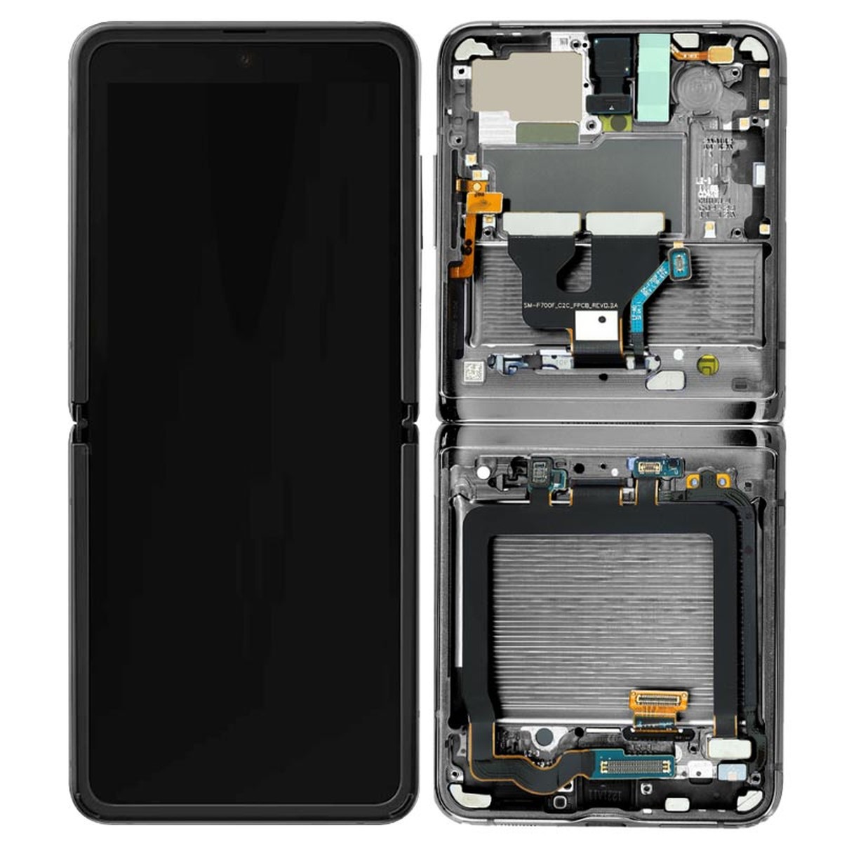 Pantalla OLED con táctil + marco Service Pack para Galaxy Z Flip 5G (F707), Versión US / Internacional, Phantom Black