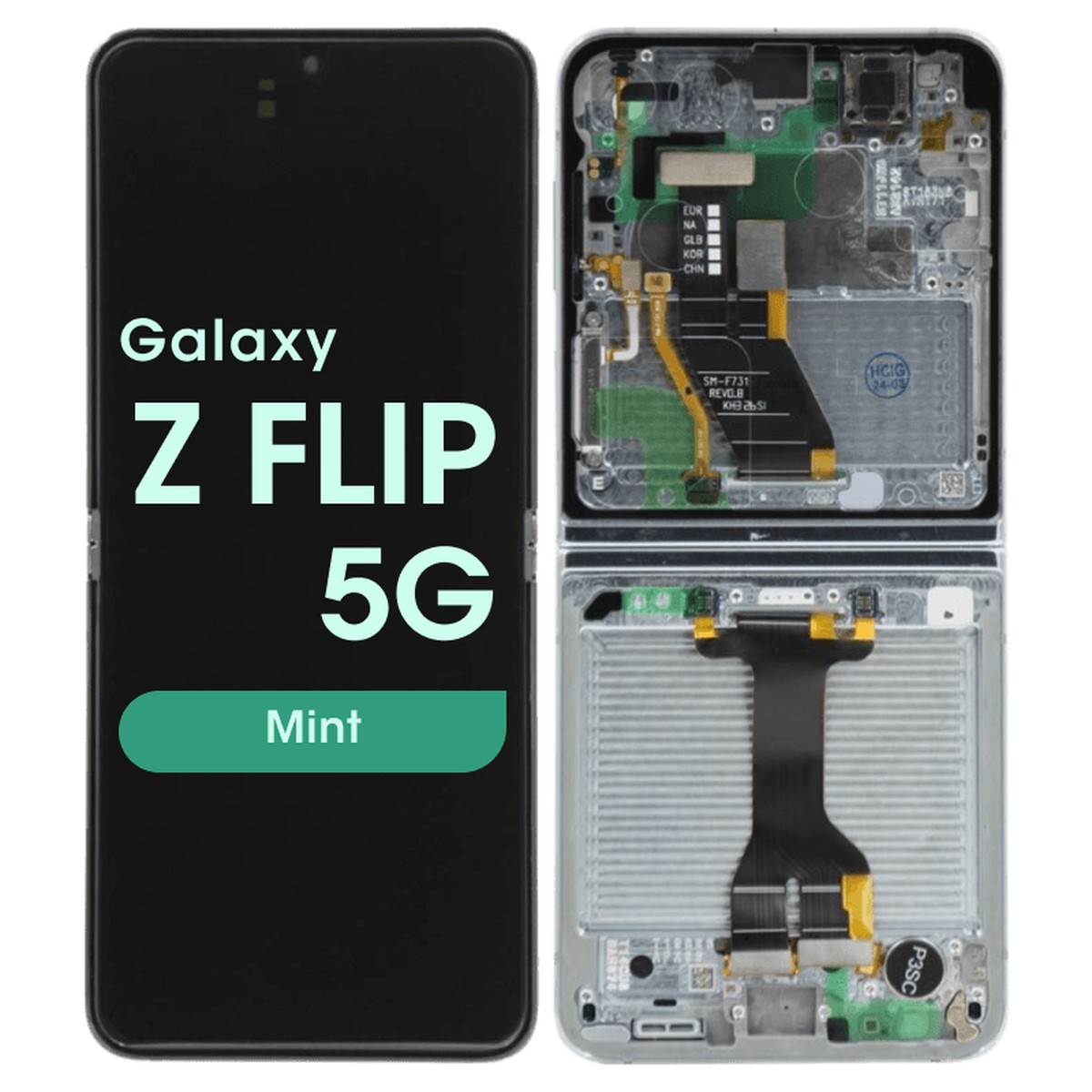 Pantalla OLED con táctil + marco Service Pack para Galaxy Z Flip 5 5G (F731), Mint