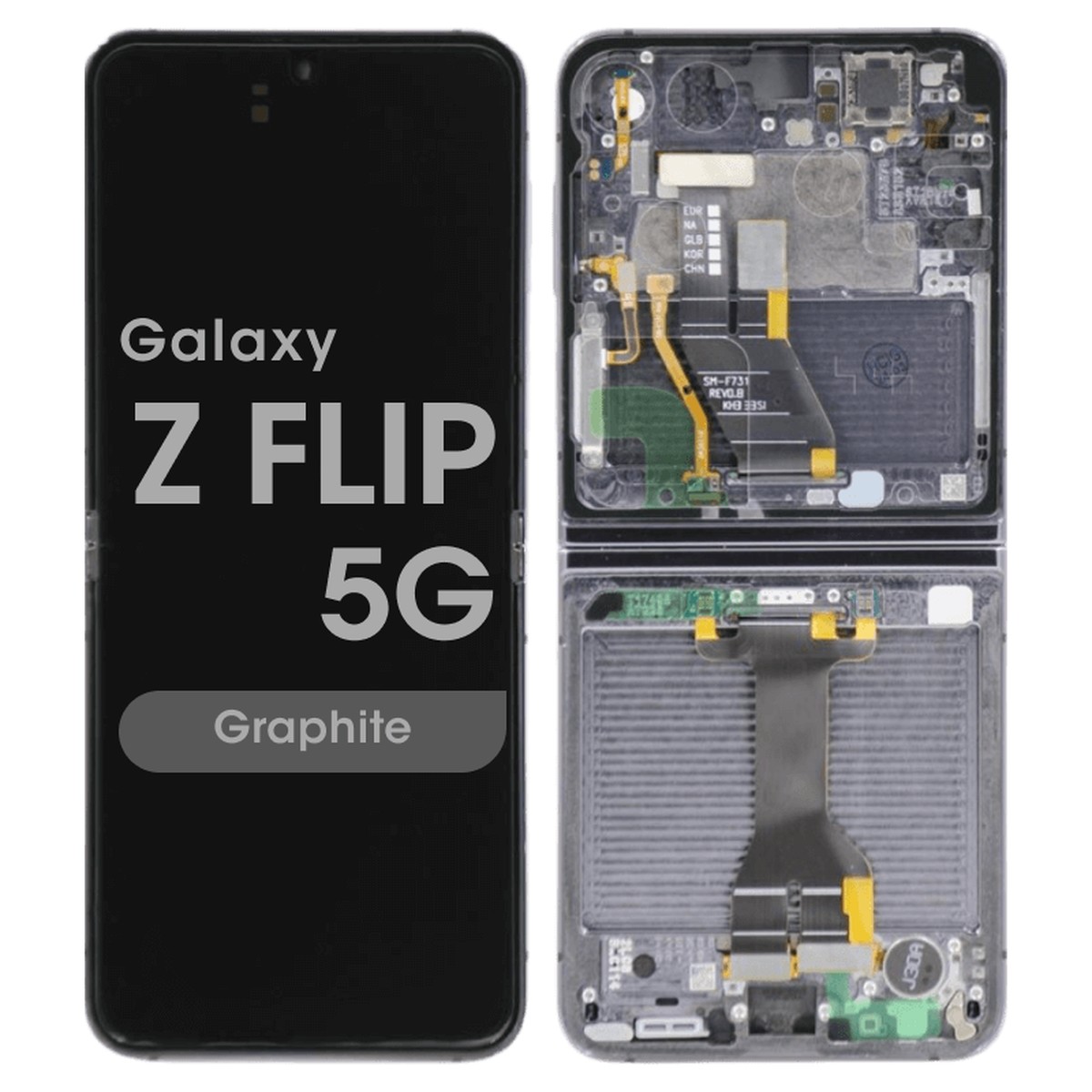 Pantalla OLED con táctil + marco Service Pack para Galaxy Z Flip 5 5G (F731), Graphite
