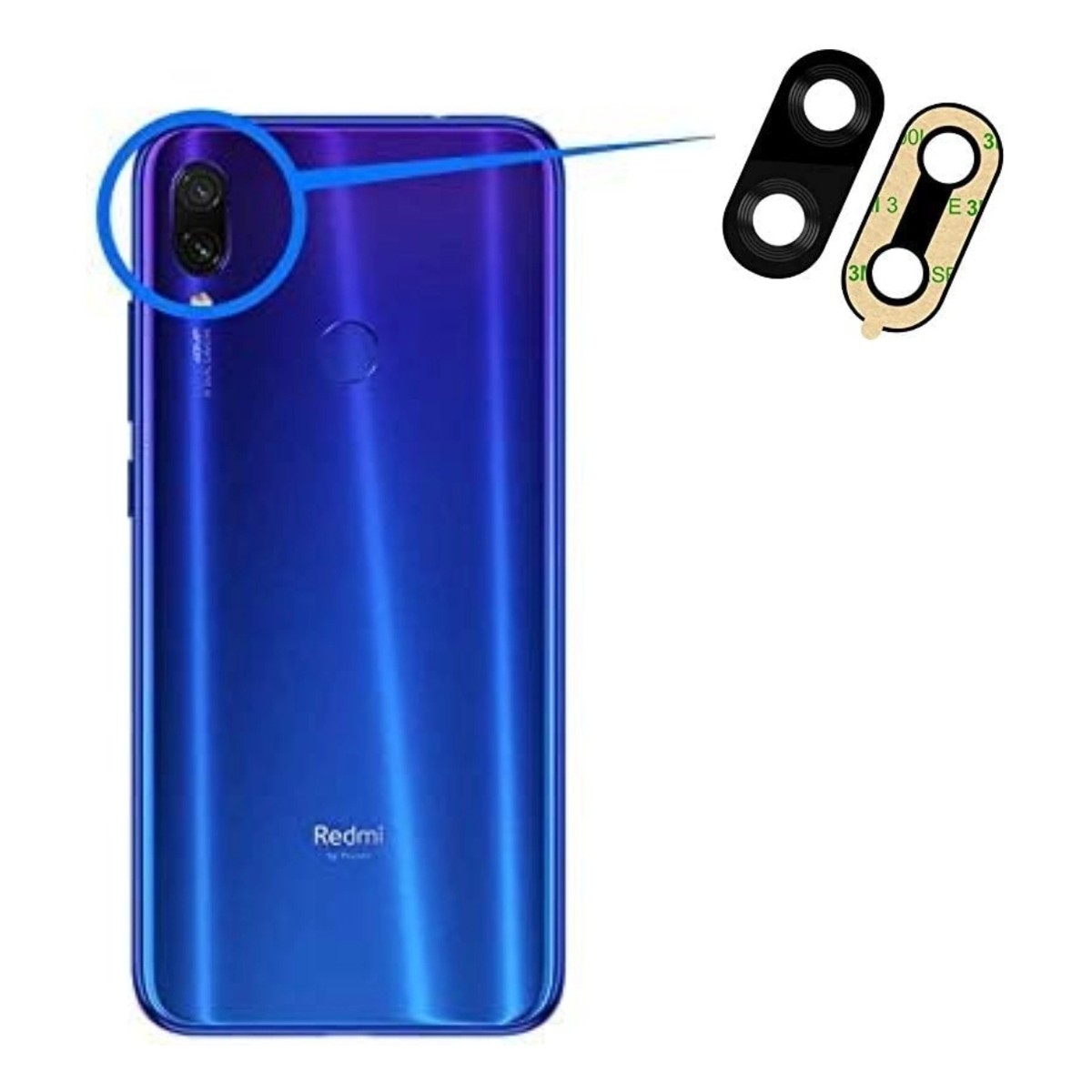 Tapa trasera con lente de cámara principal Xiaomi para Redmi Note 7, Azul
