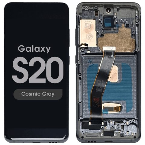 Pantalla Soft OLED con táctil + marco Aftermarket para Galaxy S20 (G980), Verizon 5G UW, Cosmic Gray — imagen 1